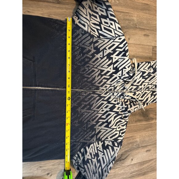 Billabong Mens M Hoodie Black & Gray Spell Out Logo Graphic Zippered Cotton Poly - Picture 5 of 7